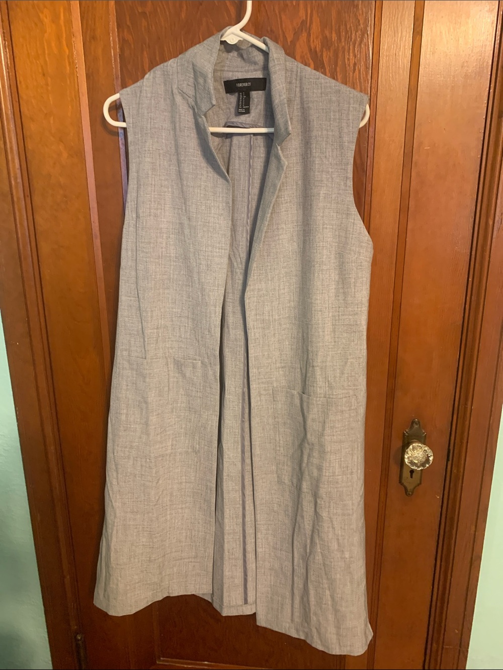 Forever 21 Light Gray Sleeveless Long Vest